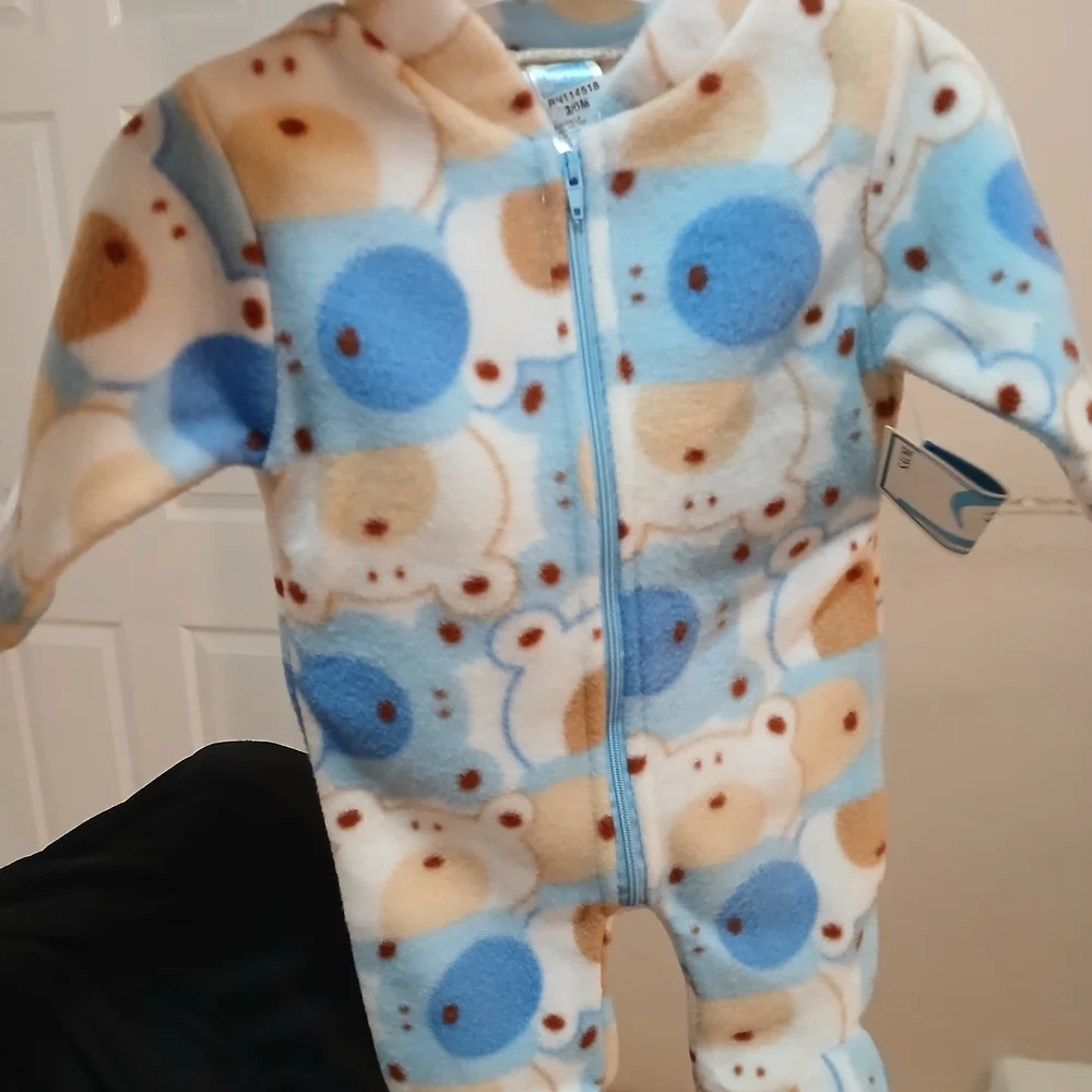 Carter's Blue and Cream Patterned Footie